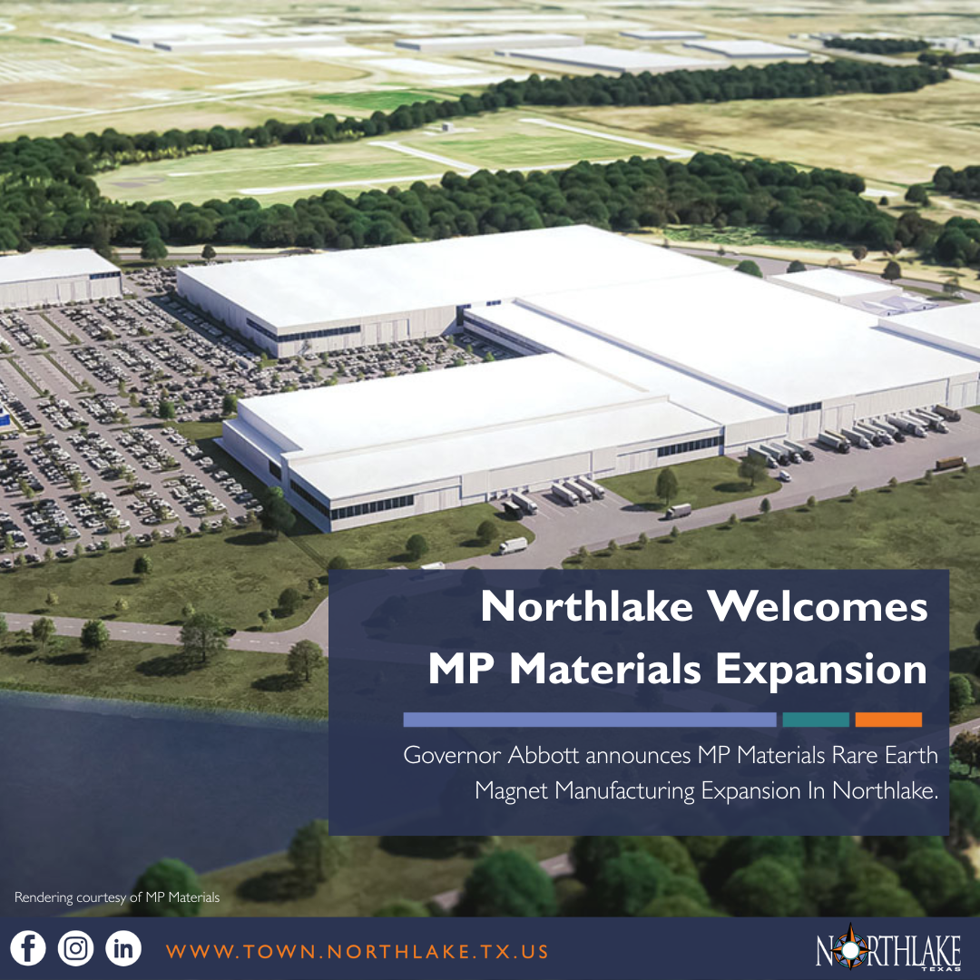A rendering of a building with a graphic announcing a new facility is coming to Northlake