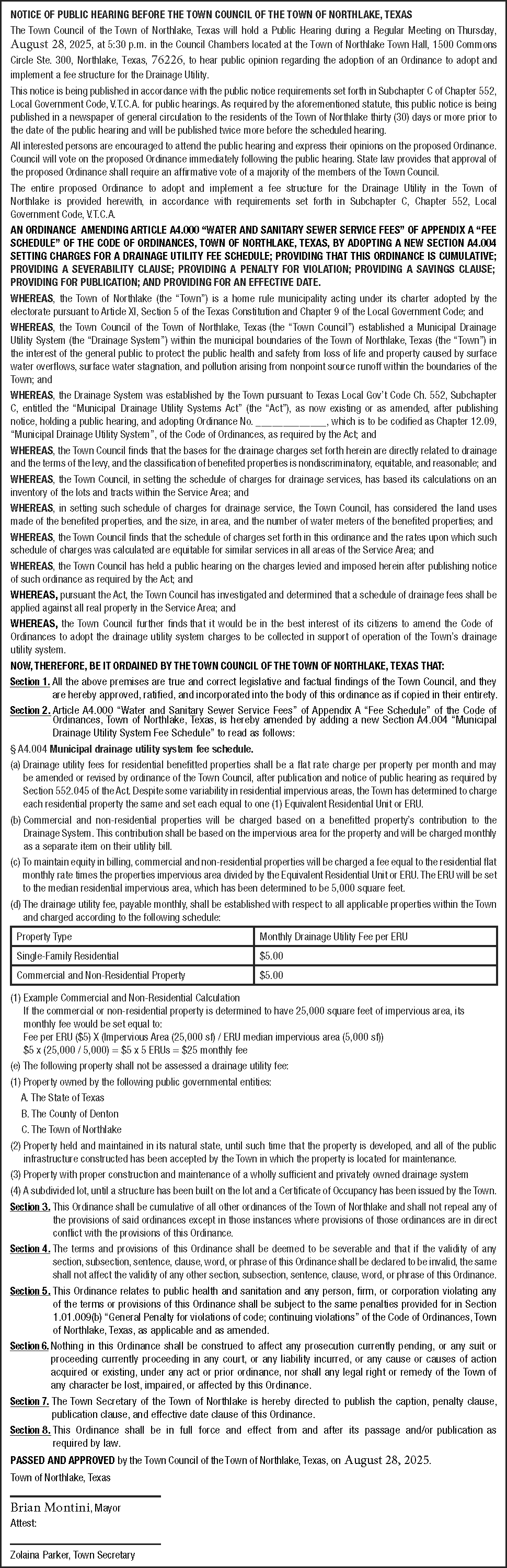 Notice of Hearing and Proposed Ordinance 